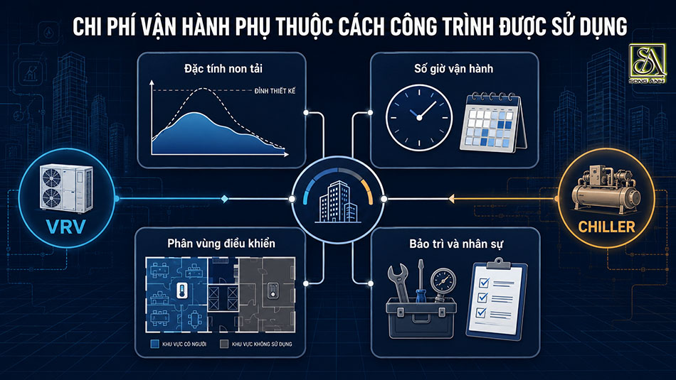 Bốn yếu tố quyết định chi phí vận hành hệ VRV và Chiller